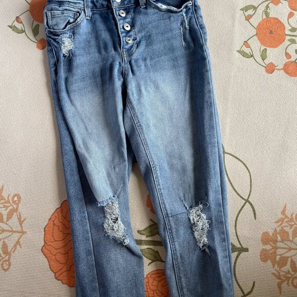 Denim - high waisted distressed jeans size 5